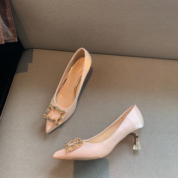 

Rhinestone Decor Pyramid Heeled Court Heels, Pink