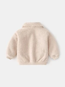 Toddler Boy Jackets Nút Túi màu trơn Giải trí - Màu be - Xem 2