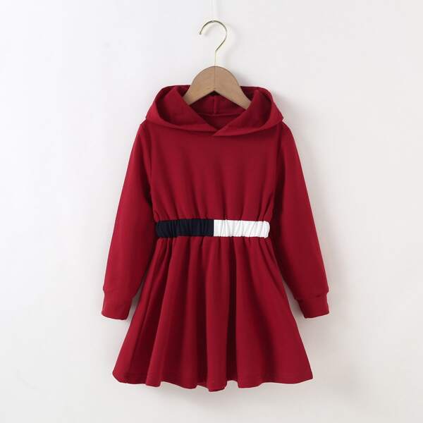 

Toddler Girls Colorblock Hooded Sweatshirt Dress, Burgundy