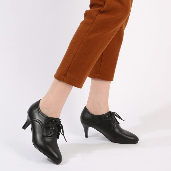 

Minimalist Lace-up Front Stiletto Heeled Oxfords Shoes, Black