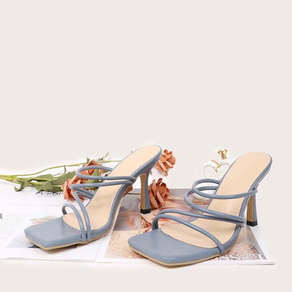 

Minimalist Heeled Mules, Grey