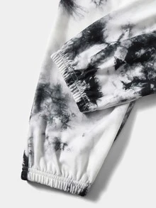 SHEIN Quần thể thao Con gái Cà vạt nhuộm - Đen và trắng - Xem 4