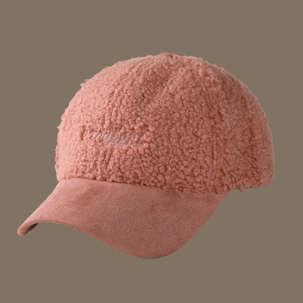 

Toddler Girls Letter Embroidered Fuzzy Baseball Cap, Watermelon pink
