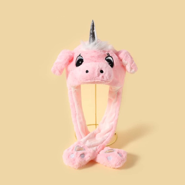 

Girls Unicorn Design Fluffy Hat, Pink