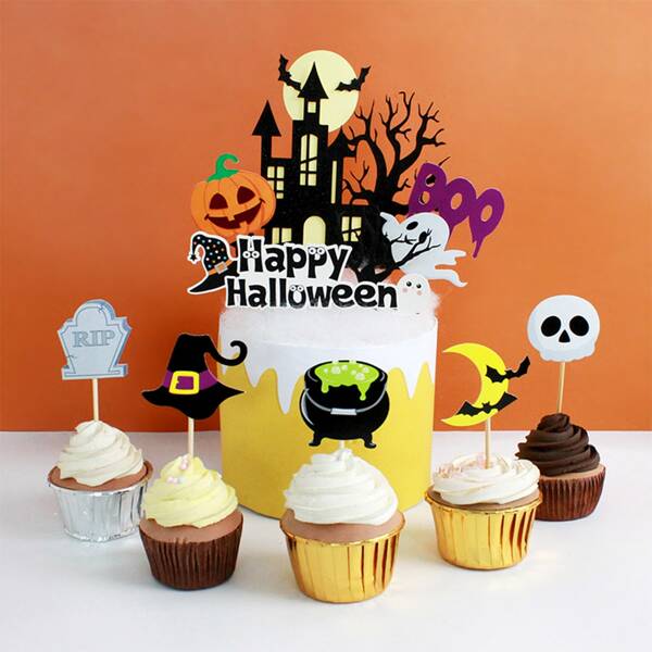 

10pcs Halloween Pattern Cake Topper, Multicolor