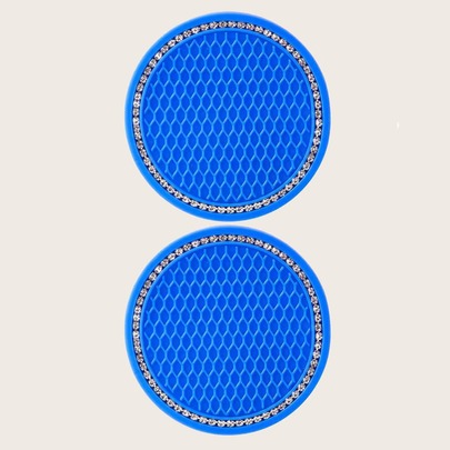 2pcs Rhinestone Decor Car Coaster