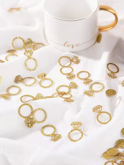 1pack Ring Shaped Throwing Confetti, Modern Glitter Detail Throwing Decoration For Wedding,Christmas