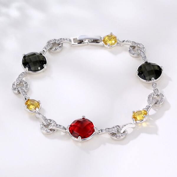 

Zircon Decor Bracelet, Burgundy