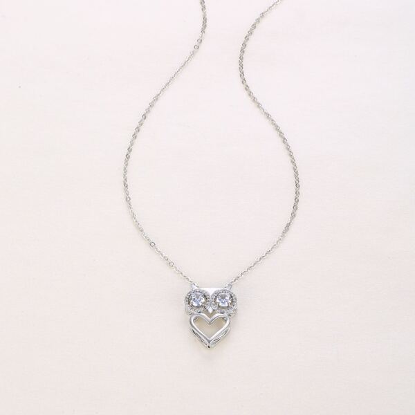 

Owl Charm Necklace, Silver