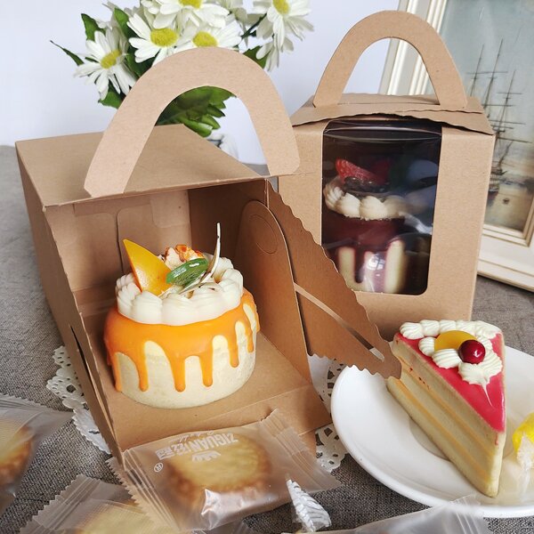 

5pcs Plain Dessert Box, Khaki
