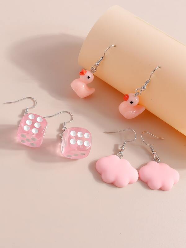 3對骰子裝飾耳墜