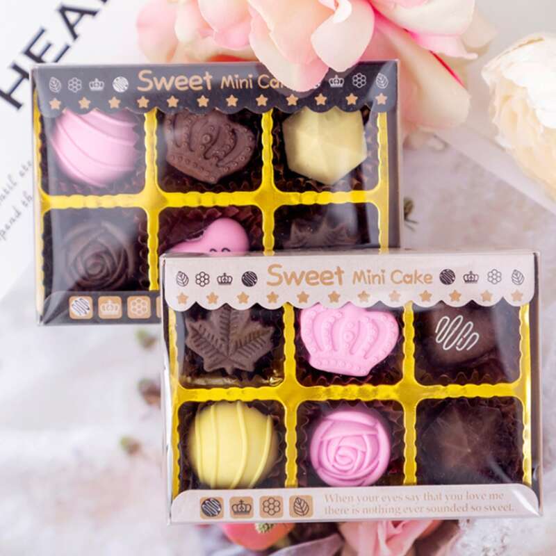 

6pcs Chocolate Shaped Random Eraser, Multicolor