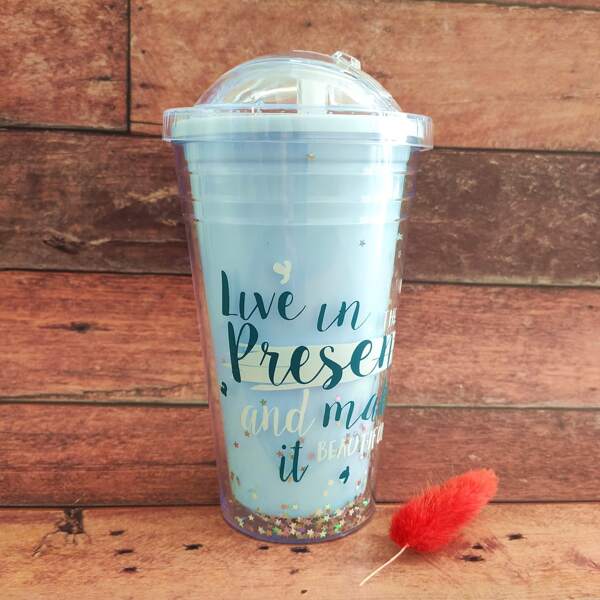 

Slogan Graphic Tumbler, Baby blue