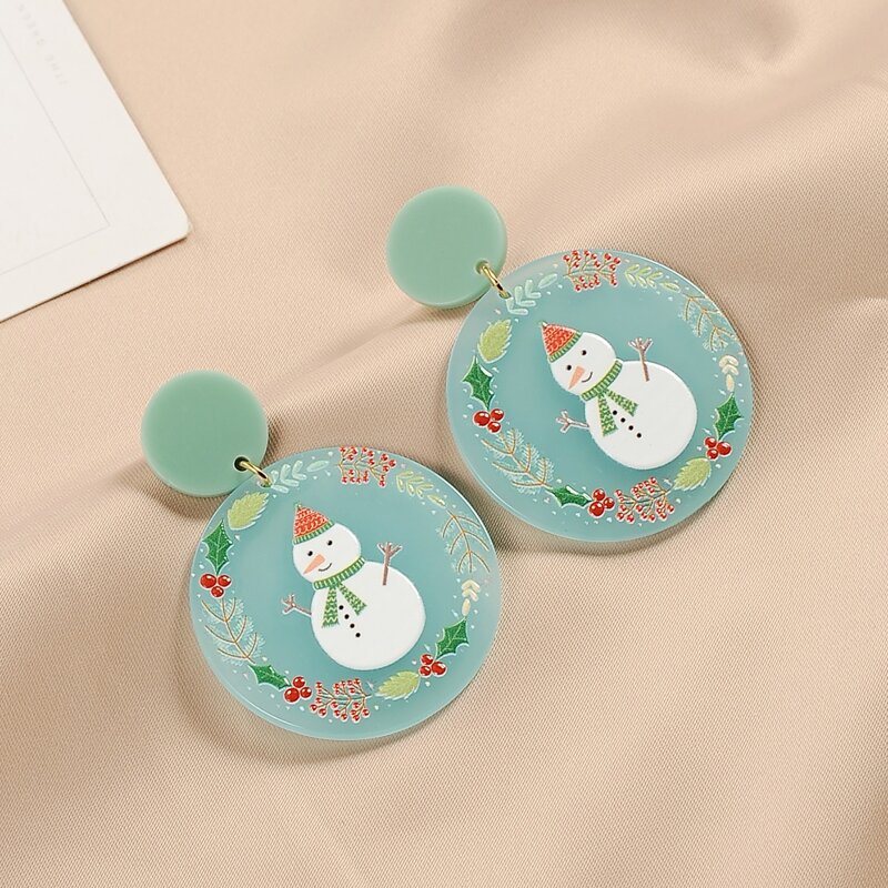 

Christmas Snowman Decor Round Drop Earrings, Multicolor