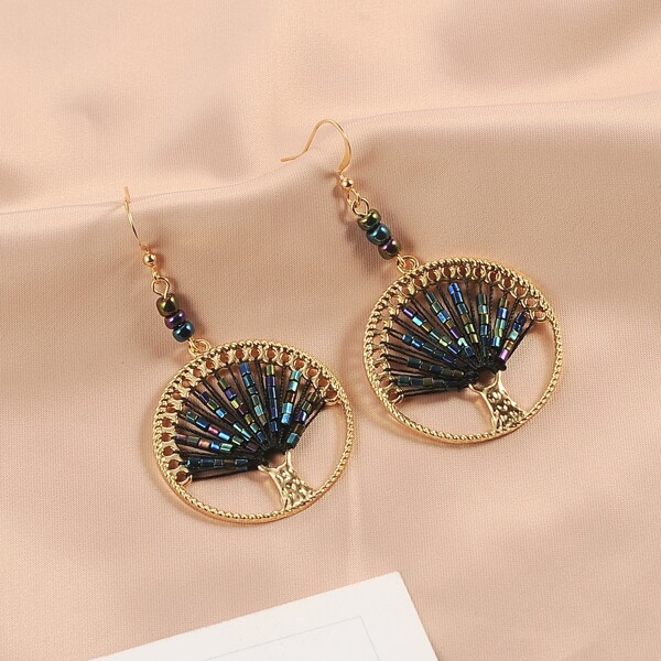 

Tree Decor Round Drop Earrings, Multicolor