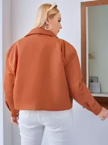 SHEIN LUNE Áo khoác chần bông vai rời cỡ lớn Quần áo mùa đông - trái cam - Xem 3