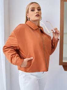 SHEIN LUNE Áo khoác chần bông vai rời cỡ lớn Quần áo mùa đông - trái cam - Xem 1