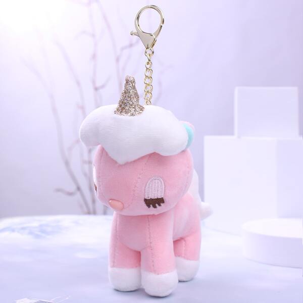 

3D Cartoon Unicorn Design Bag Charm, Pink