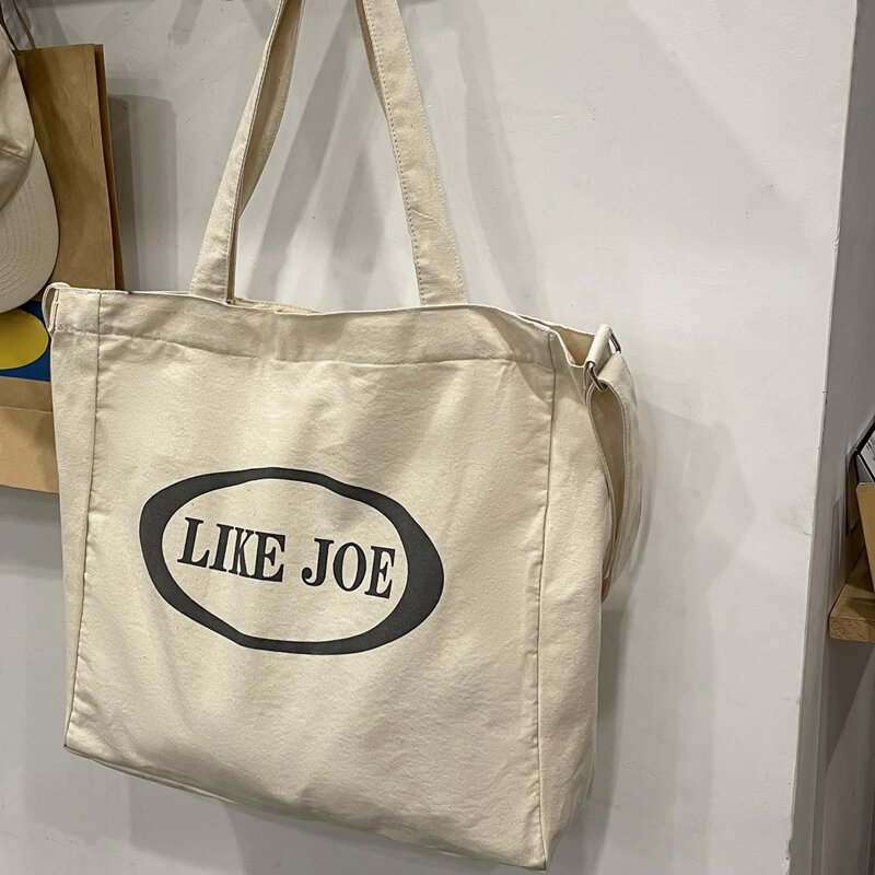 

Guys Letter Graphic Canvas Tote Bag, Beige