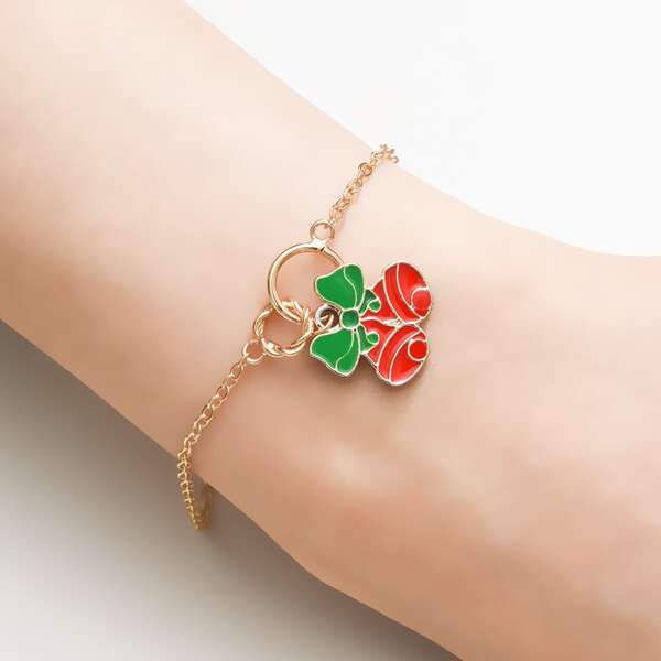 

14K Gold Plated Christmas Bell Bracelet, Rose gold