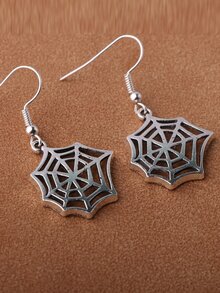 EMERY ROSE Halloween Spiderweb Decor Drop Earrings - Antique Silver - View 2