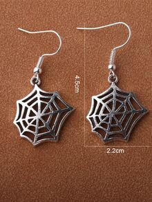 EMERY ROSE Halloween Spiderweb Decor Drop Earrings - Antique Silver - View 3