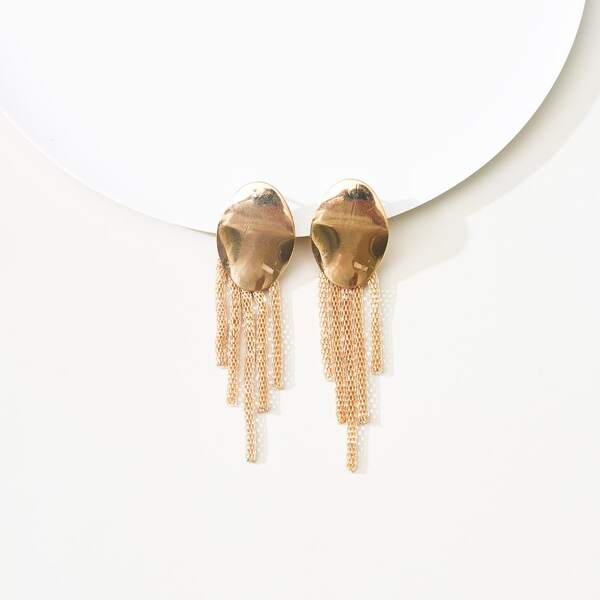 

14k Gold Plated Chain Tassel Drop Earrings