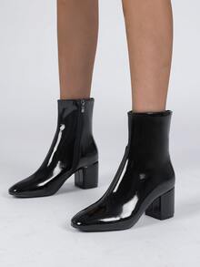 Botas minimalista cremallera lateral - Negro - Ver 2