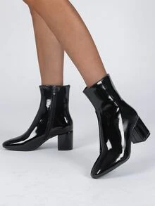 Botas minimalista cremallera lateral - Negro - Ver 3