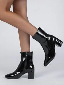 Botas minimalista cremallera lateral - Negro - Ver 4