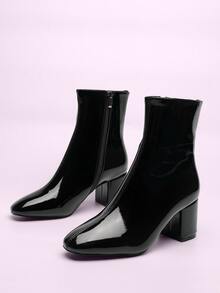 Botas minimalista cremallera lateral - Negro - Ver 5