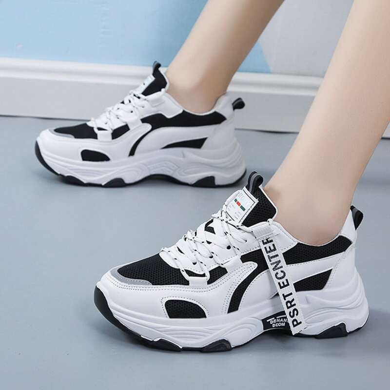 

Letter Graphic Lace Up Front Sneakers, Black