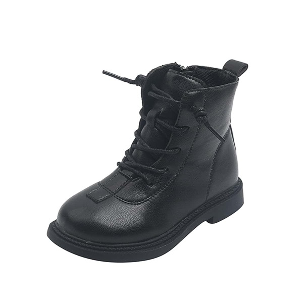 

Girls Minimalist Lace-up Front Boots, Black