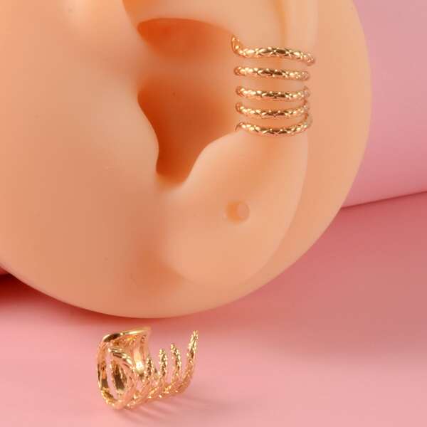 

2pcs Snake Design Ear Cuff, Gold
