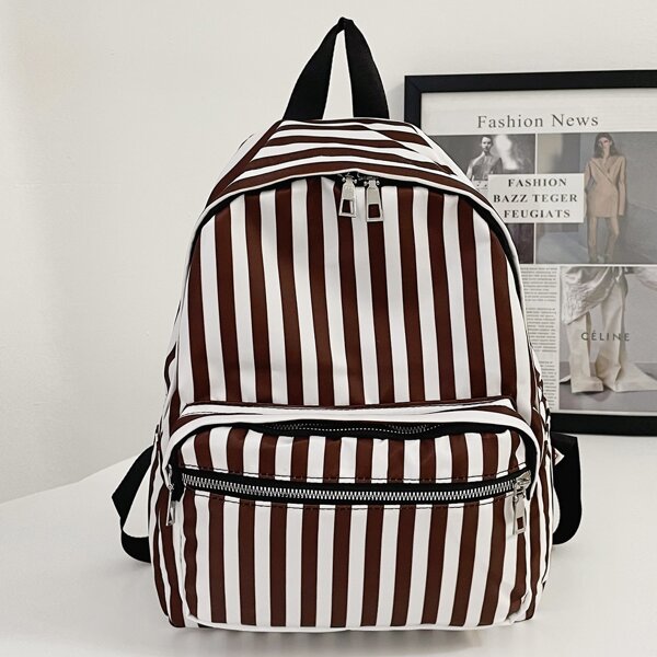 

Striped Pattern Large Capacity Backpack, Multicolor