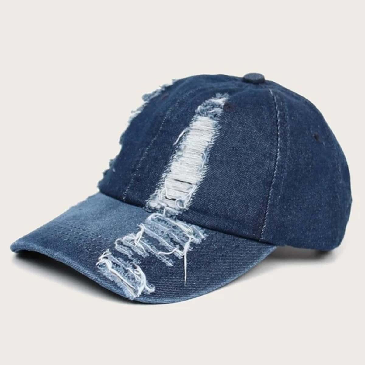 

Solid Ripped Baseball Cap, Blue