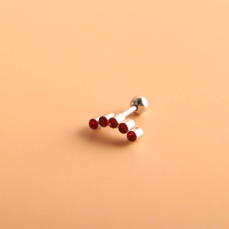 

1pc Rhinestone Decor Stud Earring, Red
