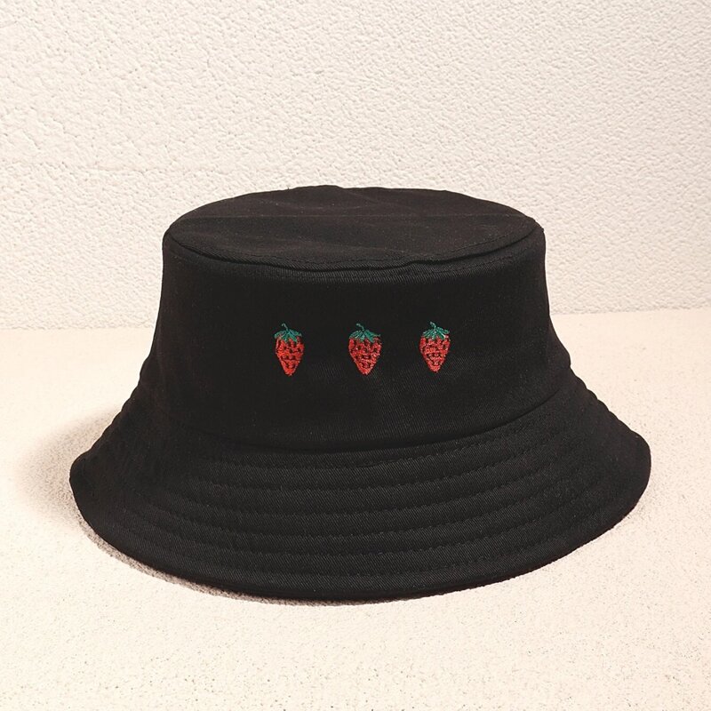 

Strawberry Graphic Bucket Hat, Black