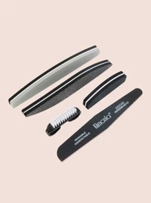 klimonla Limas y pulidores de uñas, kit de herramientas de manicura profesional de 5 piezas, bloque de pulido de uñas en forma de media luna y lima de uña de grano 100/180, cepillo de uñas y pulidor, lima y pulidor de uñas negros, suministros de uñas, herramientas de uñas, herramientas de arte de uñas, de vuelta a la escuela, uñas, herramientas de uñas para uñas postizas - Negro - Ver 1