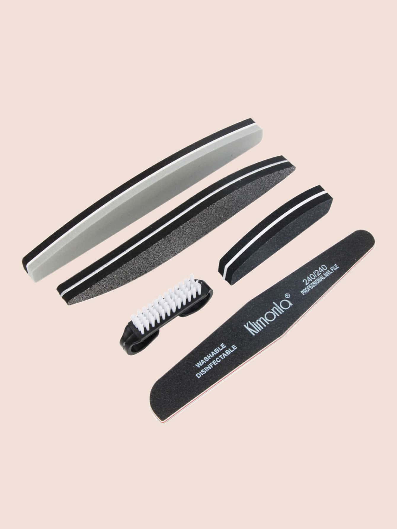 klimonla Limas y pulidores de uñas, kit de herramientas de manicura profesional de 5 piezas, bloque de pulido de uñas en forma de media luna y lima de uña de grano 100/180, cepillo de uñas y pulidor, lima y pulidor de uñas negros, suministros de uñas, herramientas de uñas, herramientas de arte de uñas, de vuelta a la escuela, uñas, herramientas de uñas para uñas postizas - Negro - Añade 1