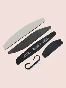 klimonla Limas y pulidores de uñas, kit de herramientas de manicura profesional de 5 piezas, bloque de pulido de uñas en forma de media luna y lima de uña de grano 100/180, cepillo de uñas y pulidor, lima y pulidor de uñas negros, suministros de uñas, herramientas de uñas, herramientas de arte de uñas, de vuelta a la escuela, uñas, herramientas de uñas para uñas postizas - Negro - Ver 2