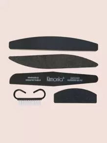 klimonla Limas y pulidores de uñas, kit de herramientas de manicura profesional de 5 piezas, bloque de pulido de uñas en forma de media luna y lima de uña de grano 100/180, cepillo de uñas y pulidor, lima y pulidor de uñas negros, suministros de uñas, herramientas de uñas, herramientas de arte de uñas, de vuelta a la escuela, uñas, herramientas de uñas para uñas postizas - Negro - Ver 4