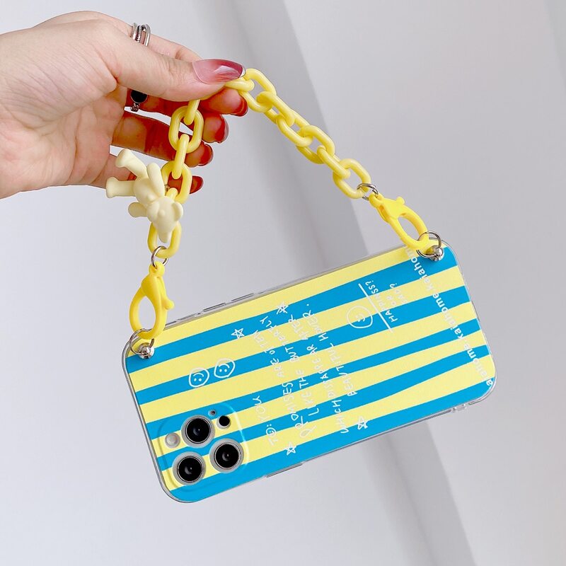 

Colorblock Phone Case With Chain Hand Strap, Multicolor
