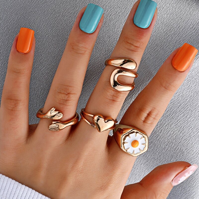 

4pcs Floral Decor Ring, Multicolor