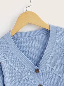 Toddler Boys Contrast Trim V-neck Button Up Cardigan - Blue - View 4