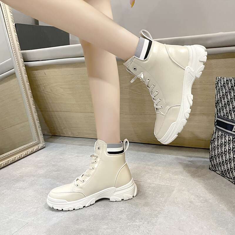 

Lace-up Front Boots, Beige