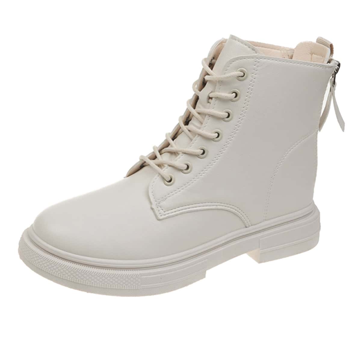 

Zip Back Lace-up Front Boots, Beige
