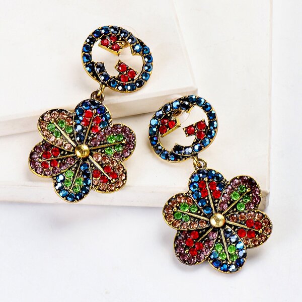 

Flower Drop Earrings, Multicolor