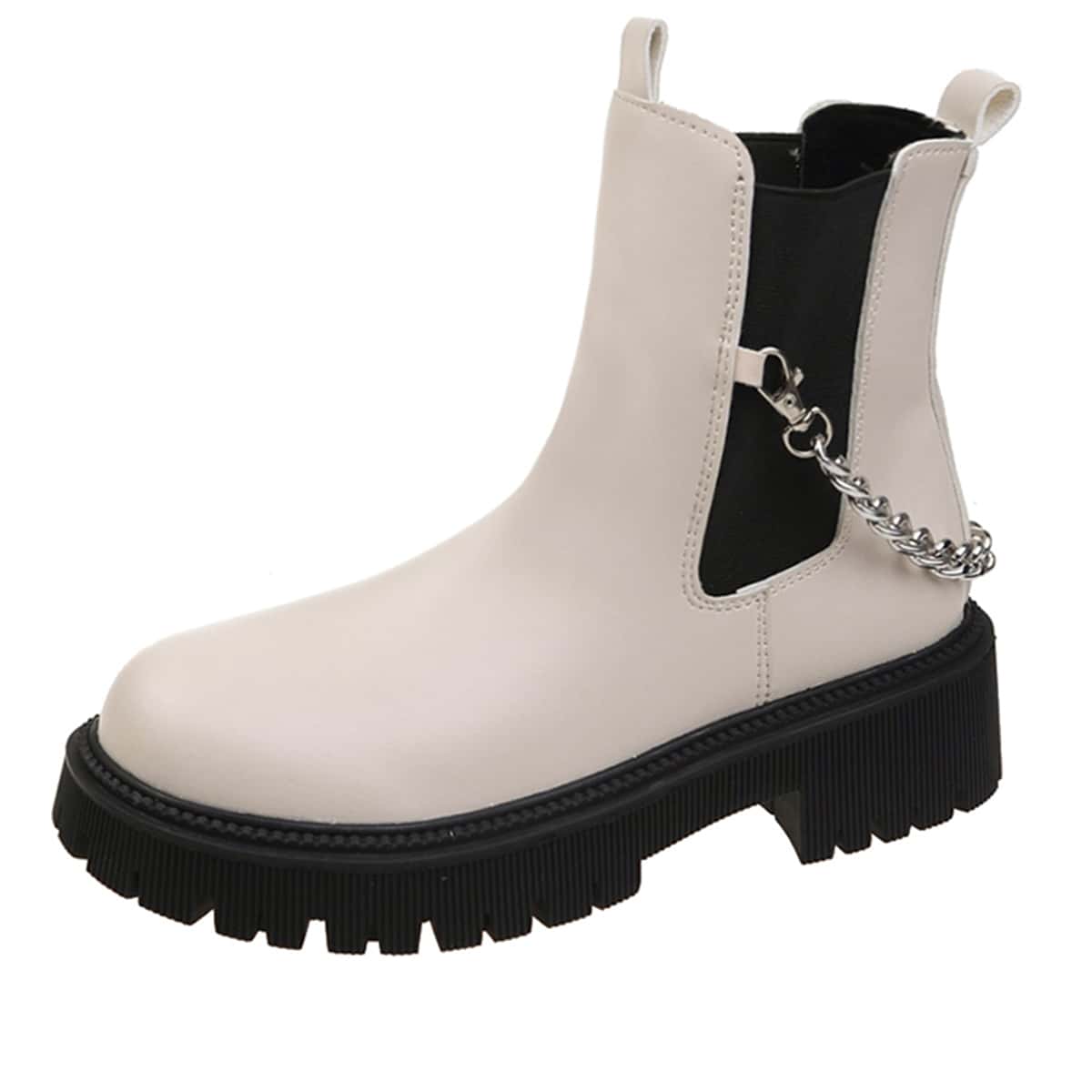 

Chain Decor Chelsea Boots, Beige