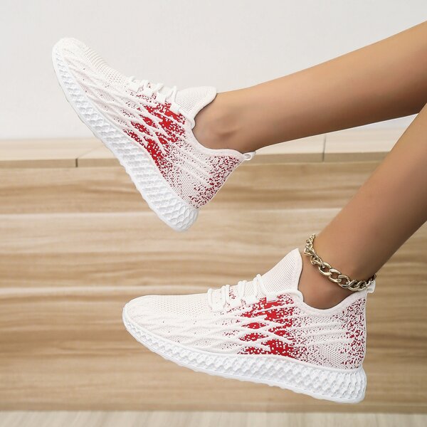 

Lace Up Front Knit Running Shoes, Multicolor